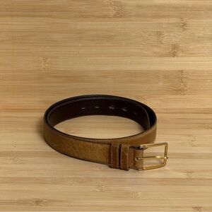 Baldwin’s Men’s Leather Belt Size 32 Tan Light Brown Gold Buckle Cowhide Classic